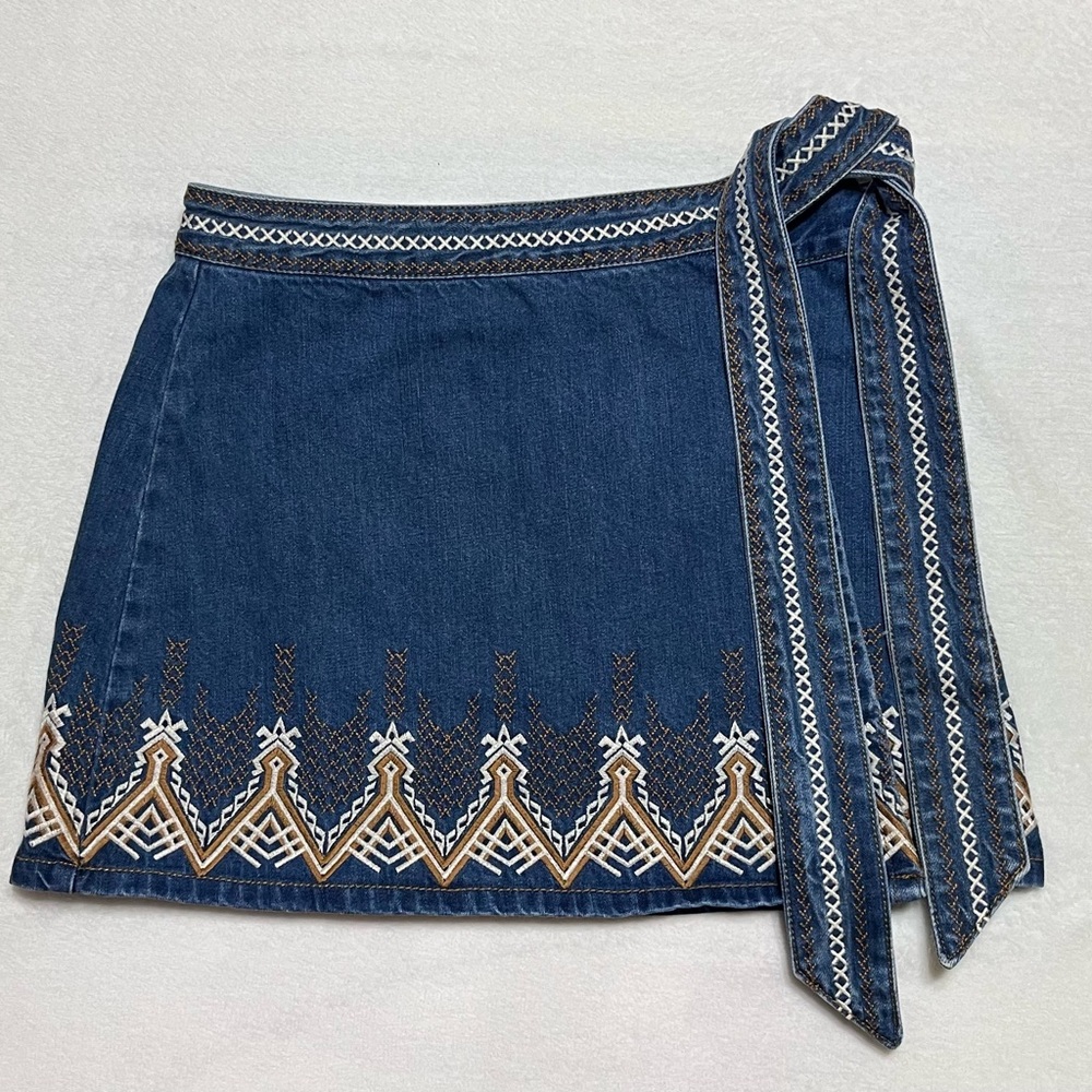 Free People Denim Wrap Skirt